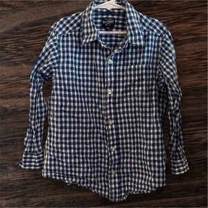 Place Blue and White Checkered Boy's Button-up Shirt. Size small